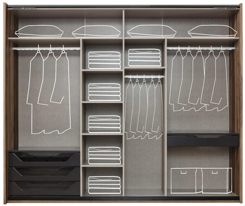 Casa Padrino Luxus Schlafzimmerschrank Braun 260 x 70 x H. 220 cm - Moderner Massivholz Kleiderschrank mit 2 Schiebetüren - Luxus Schlafzimmer Möbel
