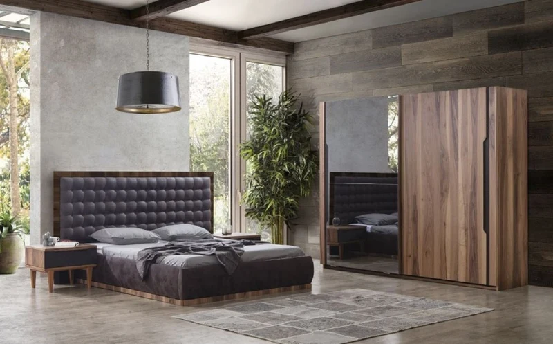 Casa Padrino Luxus Schlafzimmerschrank Braun 260 x 70 x H. 220 cm - Moderner Massivholz Kleiderschrank mit 2 Schiebetüren - Luxus Schlafzimmer Möbel