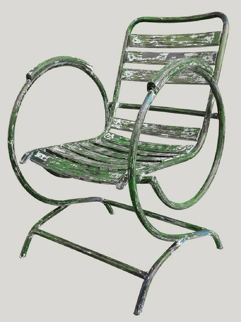 Casa Padrino Jugendstil Gartenstuhl Set Antik Grün 60 x 45 x H. 85 cm - Handgefertigte Schmiedeeisen Stühle mit Armlehnen - Nostalgische Garten Möbel