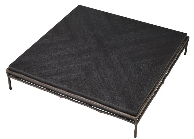 Casa Padrino Luxus Couchtisch Anthrazitgrau / Bronzefarben 120 x 120 x H. 25,5 cm - Wohnzimmer Möbel - Hotel Möbel - Luxus Kollektion