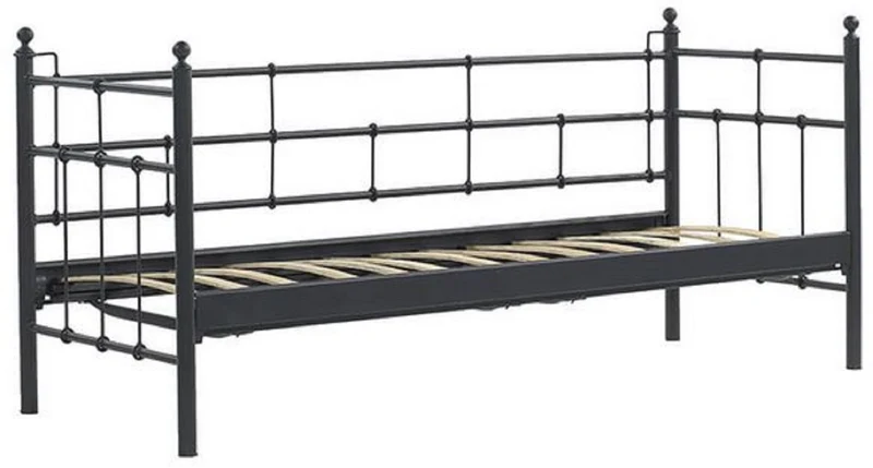 Casa Padrino Jugendstil Gartensofa Schwarz / Bordeauxrot 200 x 70 x H. 92 cm - Garten Sofa - Terrassen Sofa - Garten & Terrassen Möbel