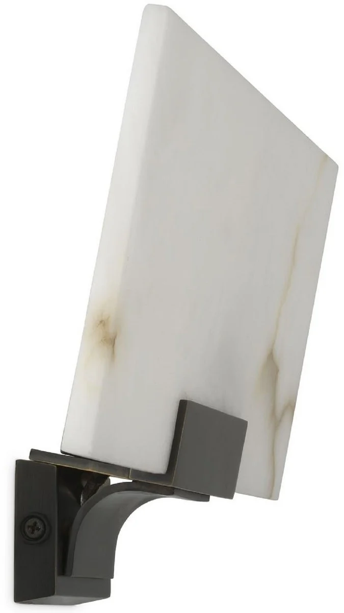 Casa Padrino Luxus Wandleuchte Alabaster / Bronze 30 x 8 x H. 19 cm - Elegante Wandlampe mit Alabaster Lampenschirm - Luxus Kollektion