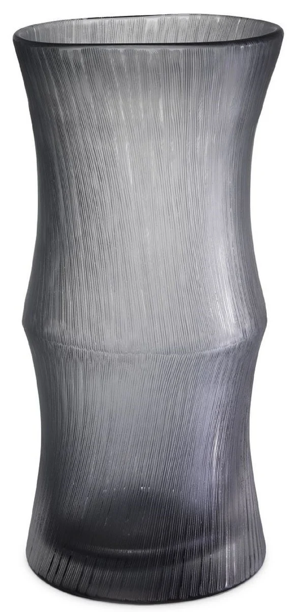 Casa Padrino Luxus Deko Glas Vase Grau Ø 18 x H. 37,5 cm - Elegante mundgeblasene Blumenvase - Deko Accessoires