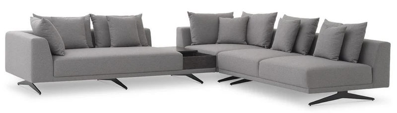 Casa Padrino Luxus Ecksofa Grau / Schwarz 340 x 292 x H. 64 cm - Edles Wohnzimmer Sofa mit Kissen - Luxus Möbel - Luxus Qualität