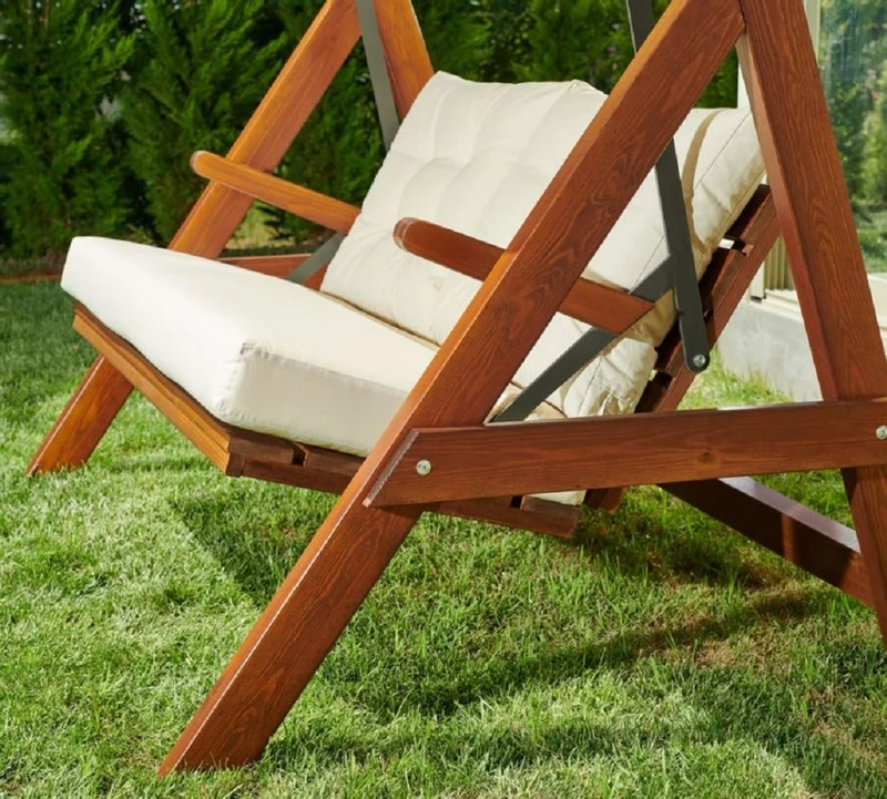 Casa Padrino Luxus Hollywood Schaukel Cremefarben / Braun - Moderne Wetterfeste Garten Schaukel mit Sonnendach - Terrassen Möbel - Garten Möbel