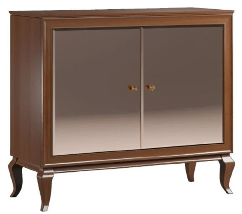 Casa Padrino Luxus Art Deco Sideboard Dunkelbraun 108,7 x 43,5 x H. 95,5 cm - Massivholz Schrank mit 2 verspiegelten Türen - Art Deco Wohnzimmer Möbel