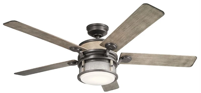 Casa Padrino Luxus Deckenventilator Antik Grau 152 x H. 42 cm - Moderner dimmbarer Ventilator mit LED Beleuchtung und Fernbedienung - Luxus Accessoires