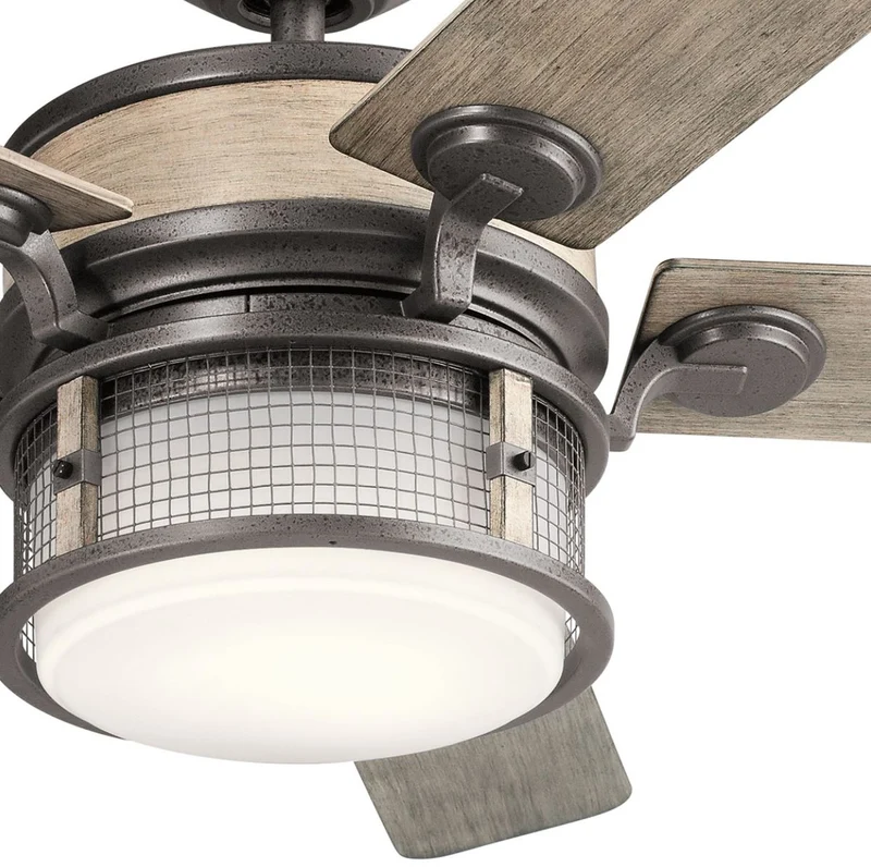 Casa Padrino Luxus Deckenventilator Antik Grau 152 x H. 42 cm - Moderner dimmbarer Ventilator mit LED Beleuchtung und Fernbedienung - Luxus Accessoires