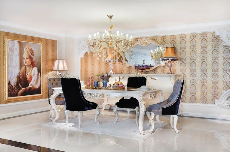 Casa Padrino Luxus Barock Esszimmerstuhl Set - 6 Küchen Stühle im Barockstil - Barock Esszimmer Möbel