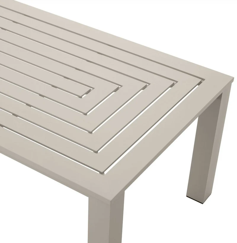 Casa Padrino Luxus Esstisch Sandfarben 240 x 105 x H. 74,5 cm - Wetterbeständiger Aluminium Tisch - Garten Tisch - Terrassen Tisch - Garten Möbel - Terrassen Möbel - Luxus Qualität