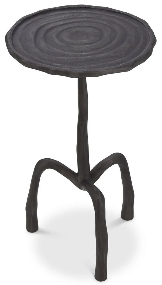 Casa Padrino Luxus Beistelltisch Bronzefarben Ø 27,5 x H. 48 cm - Runder Metall Tisch in Holzoptik - Wohnzimmer Möbel - Luxus Möbel