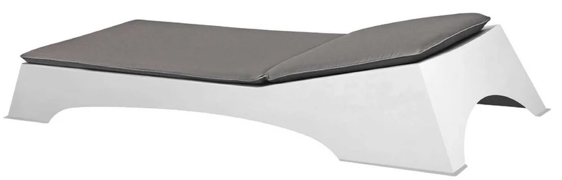 Casa Padrino Luxus Gartenliege Matt Weiß / Dunkelgrau 225 x 80 x H. 40 cm - Moderne Wetterbeständige Liege - Poolliege - Garten Hotel Pool Möbel - Luxus Qualität