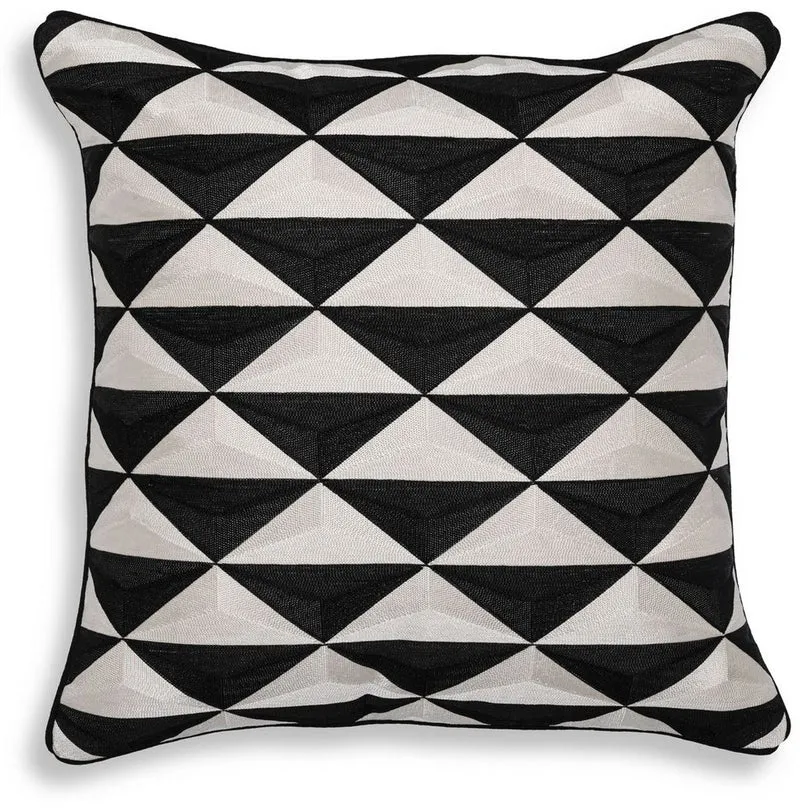 Casa Padrino Luxus Deko Kissen Schwarz / Weiß 50 x 50 cm - Edles Zierkissen mit elegantem Muster - Luxus Qualität - Deko Accessoires