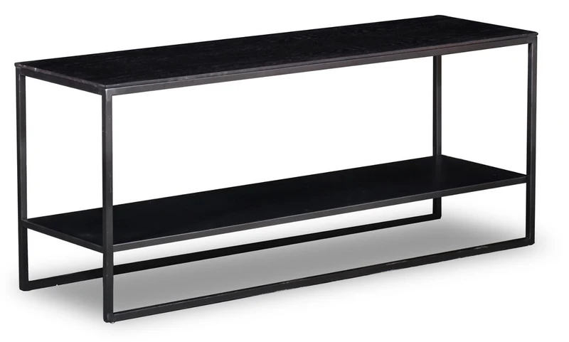 Casa Padrino Luxus Konsole Anthrazitgrau 120 x 35 x H. 51 cm - Massivholz Konsolentisch mit Edelstahl Gestell - Luxus Möbel