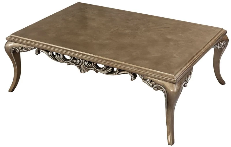 Casa Padrino Luxus Barock Wohnzimmer Set Beige / Gold / Braun / Silber - 2 Sofas & 2 Sessel & 1 Couchtisch - Handgefertigte Barock Wohnzimmer Möbel - Edel & Prunkvoll