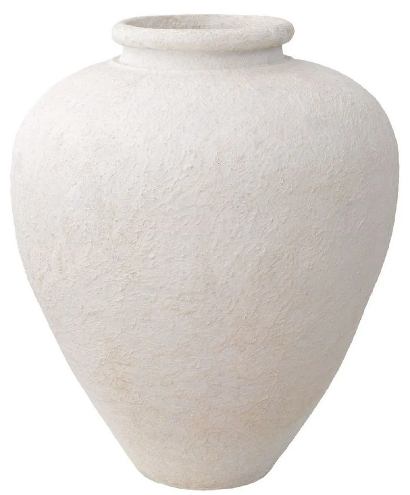 Casa Padrino Luxus Tonvase Matt Weiß Ø 64 x H. 83 cm - Handgefertigte Runde Deko Vase - Wohnzimmer Deko - Garten Deko - Deko Accessoires