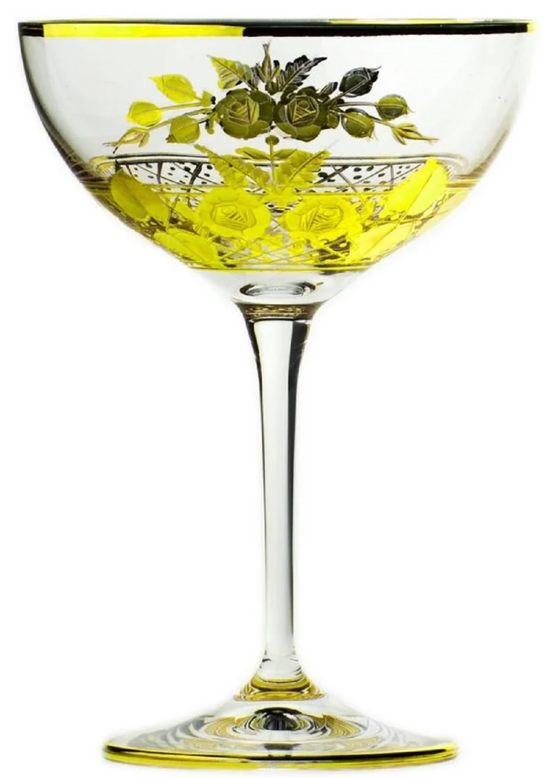 Casa Padrino Luxus Barock Champagnerglas 6er Set Gold Ø 11,5 x H. 16 cm - Handgefertigte und handgravierte Champagner Gläser - Hotel & Restaurant Accessoires - Luxus Qualität