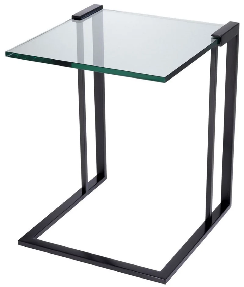 Casa Padrino Luxus Beistelltisch Bronzefarben 45 x 45,5 x H. 56,5 cm - Edelstahl Tisch mit Glasplatte - Luxus Wohnzimmer Möbel