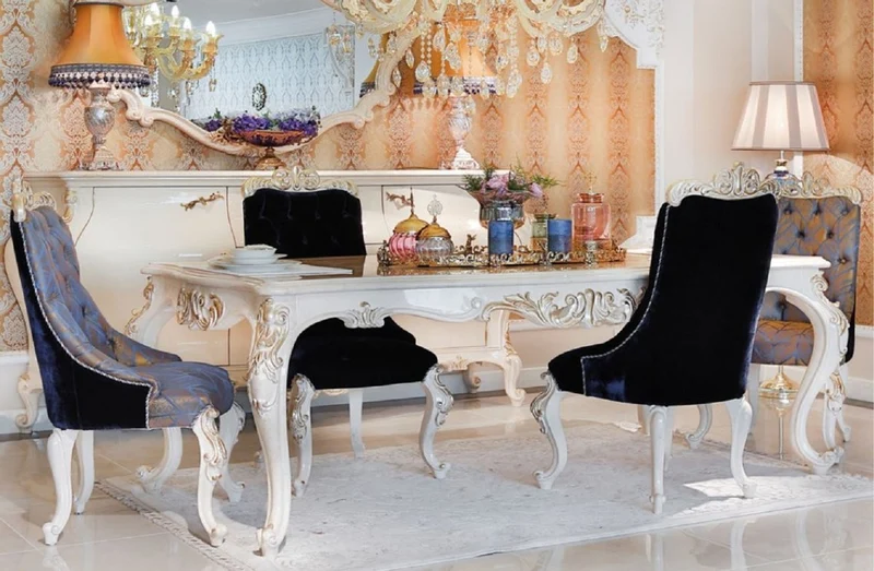 Casa Padrino Luxus Barock Esszimmerstuhl Blau / Dunkelblau / Bronze / Gold - Handgefertigter Massivholz Küchenstuhl - Esszimmer Möbel im Barockstil