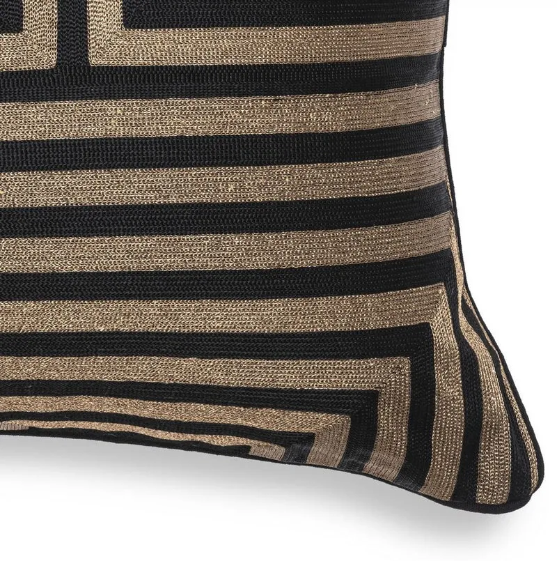Casa Padrino Luxus Deko Kissen Schwarz / Gold 60 x 40 cm - Rechteckiges Zierkissen mit elegantem Muster - Luxus Qualität - Hotel Kollektion