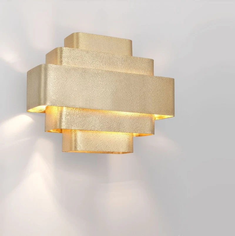 Casa Padrino Luxus Wandleuchte Gold 38 x 12,5 x H. 31 cm - Elegante Wohnzimmer Wandlampe - Wohnzimmer Leuchten