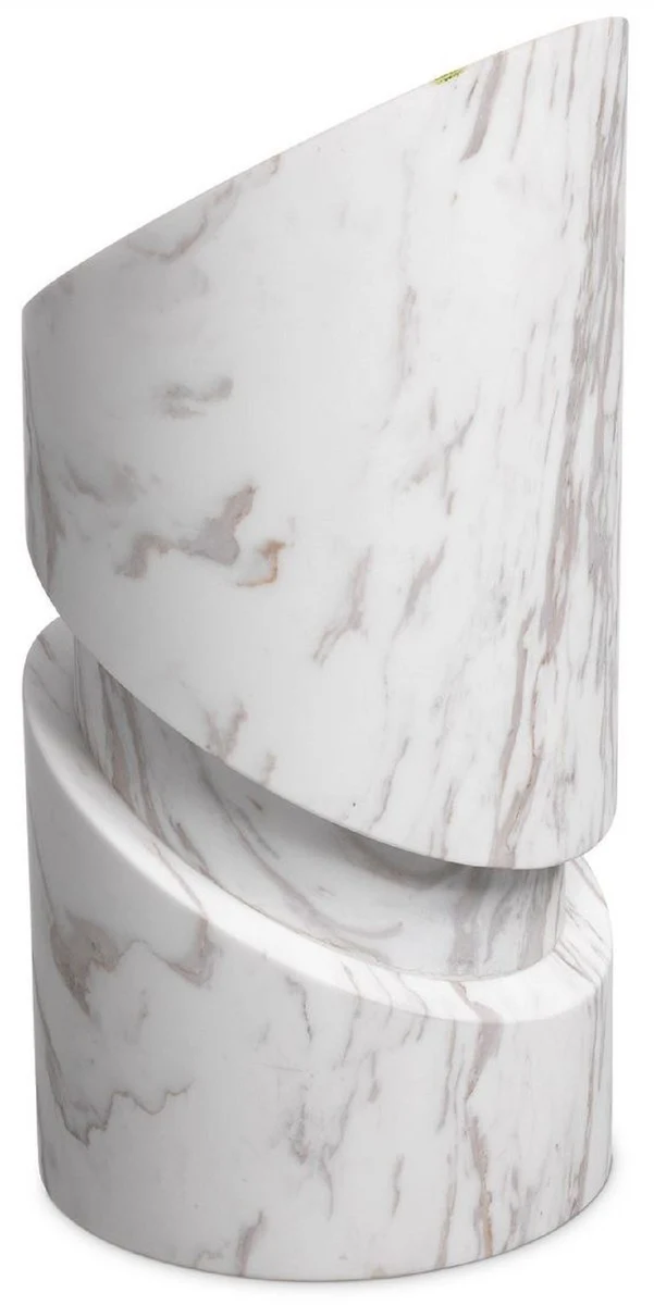 Casa Padrino Luxus Marmor Deko Objekt Weiß Ø 18 x H. 36 cm - Wohnzimmer Deko - Schreibtisch Deko - Marmor Deko Accessoires - Luxus Kollektion