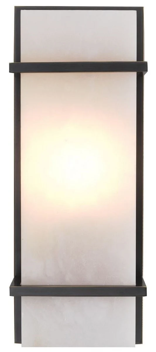 Casa Padrino Luxus Wandleuchte Bronze / Alabaster 13 x 9 x H. 34 cm - Elegante Wandlampe mit Alabaster Lampenschirm - Luxus Leuchten