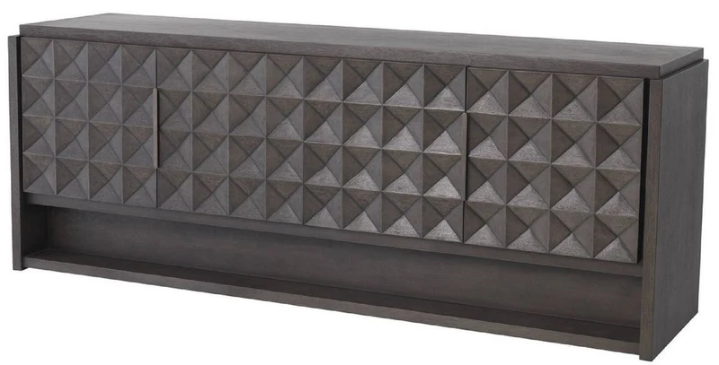 Casa Padrino Luxus Sideboard Mokkafarben / Bronze 219 x 56 x H. 83 cm - Massivholz Schrank mit 4 Türen und 3D Effekt in den Fronten - Luxus Möbel