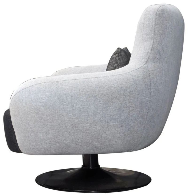 Casa Padrino Luxus Drehsessel Hellgrau / Schwarz 87 x 84 x H. 88 cm - Wohnzimmer Sessel mit dekorativem Kissen - Luxus Wohnzimmer Möbel