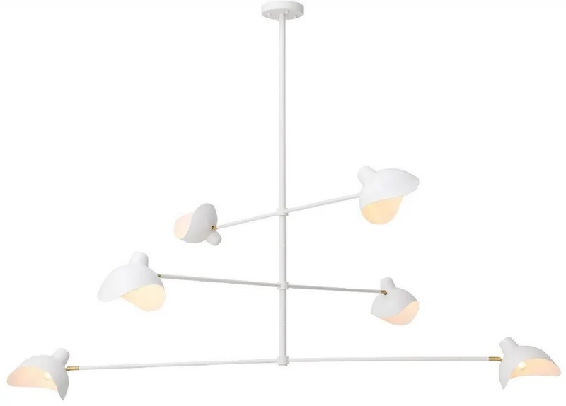 Casa Padrino Designer Kronleuchter Weiß / Antik Messingfarben 180 x 180 x H. 84,5 cm - Eleganter Kronleuchter im 50er Jahre Stil - Luxus Kollektion