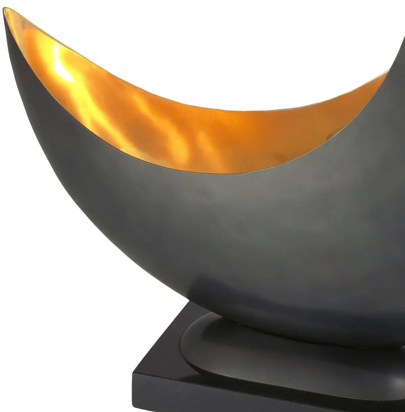 Casa Padrino Designer Tischleuchte Anthrazitgrau / Messingfarben 48 x H. 53 cm - Moderne Tischlampe mit Granitsockel - Wohnzimmer Lampe