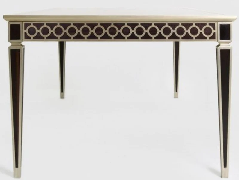 Casa Padrino Luxus Barock Esstisch Schwarz / Silber 240 x 110 x H. 78 cm - Massivholz Küchentisch - Esszimmertisch - Esszimmer Möbel im Barockstil