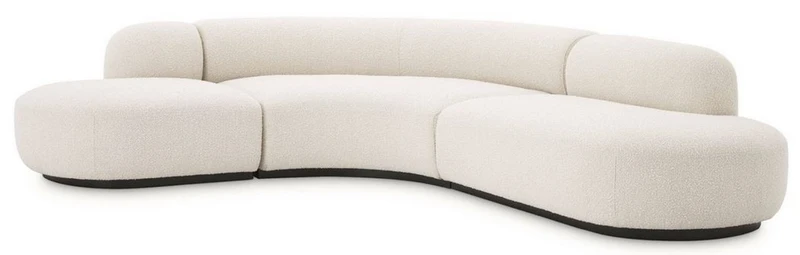 Casa Padrino Luxus Sofa Cremefarben / Schwarz 290 x 250 x H. 70 cm - Gebogenes Wohnzimmer Sofa - Wohnzimmer Möbel - Luxus Kollektion
