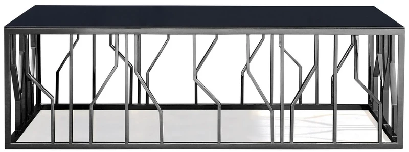 Casa Padrino Luxus Couchtisch Silber / Schwarz 125 x 65 x H. 43 cm - Rechteckiger Edelstahl Wohnzimmertisch mit Glasplatte - Wohnzimmer Möbel - Luxus Qualität