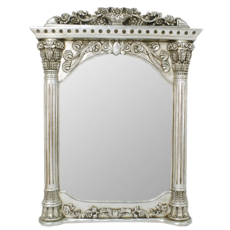 Casa Padrino Barock Wandspiegel Silber 90 x H. 115 cm - Barockstil Spiegel Antik Stil Möbel