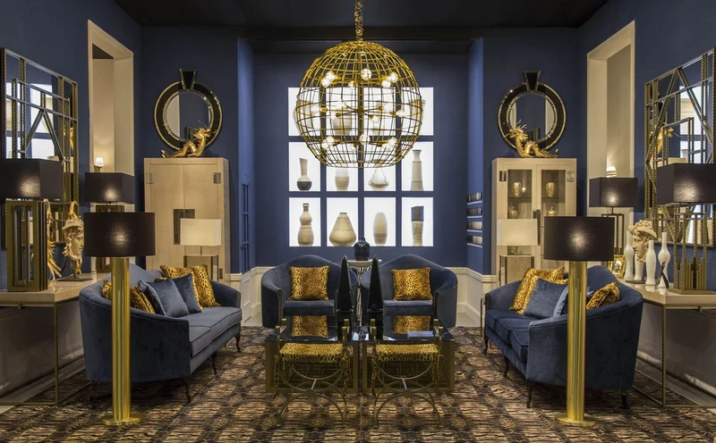 Casa Padrino Luxus Barock Samt Sofa Blau / Dunkelbraun 280 x 90 x H. 100 cm - Edles Wohnzimmer Sofa mit dekorativen Kissen - Barock Wohnzimmer Möbel - Luxus Qualität