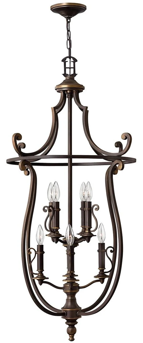 Casa Padrino Barock Hängeleuchte Antik Bronzefarben Ø 61 x H. 111,5 cm - Elegante Wohnzimmer Pendelleuchte im Barockstil - Barock Möbel