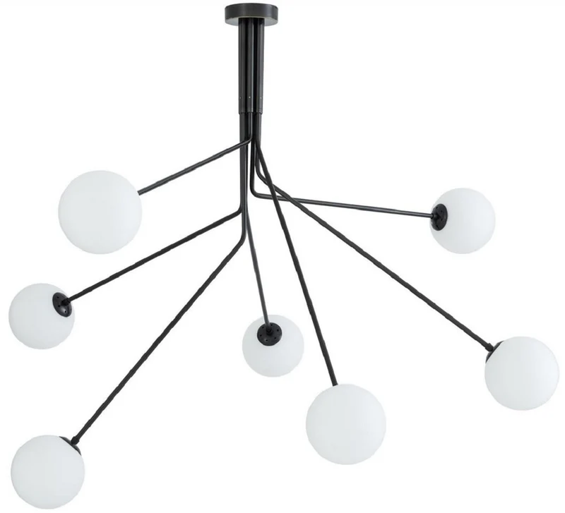 Casa Padrino Luxus Halogen Kronleuchter Bronzefarben / Weiß 192 x 192 x H. 85 cm - Moderner dimmbarer Kronleuchter mit runden Glas Lampenschirmen - Luxus Kollektion