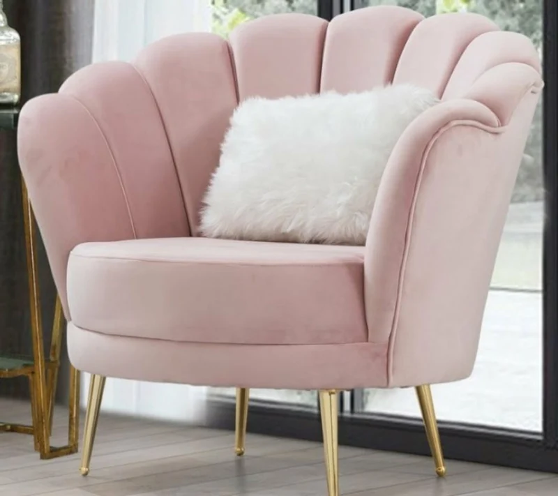 Casa Padrino Designer Art Deco Wohnzimmer Set Creme / Rosa / Gold - 2 Sofas & 2 Sessel - Wohnzimmer Möbel - Art Deco Möbel