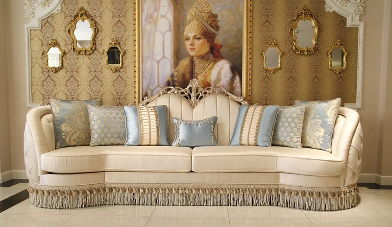 Casa Padrino Luxus Barock Wohnzimmer Set - 2 Sofas & 2 Sessel & 1 Couchtisch & 2 Beistelltische - Wohnzimmer Möbel im Barockstil - Edel & Prunkvoll