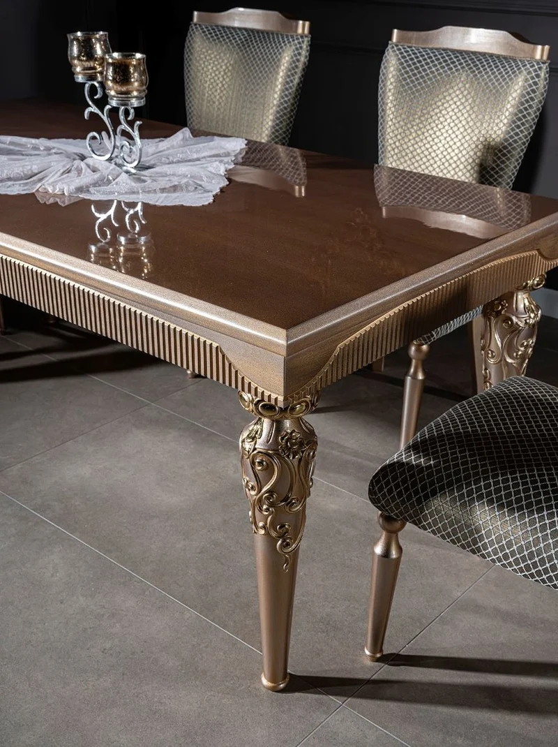 Casa Padrino Luxus Barock Esszimmer Stuhl Set Grün / Silber / Kupfer / Gold 55 x 55 x H. 102 cm - Küchen Stühle 6er Set - Esszimmer Möbel im Barockstil