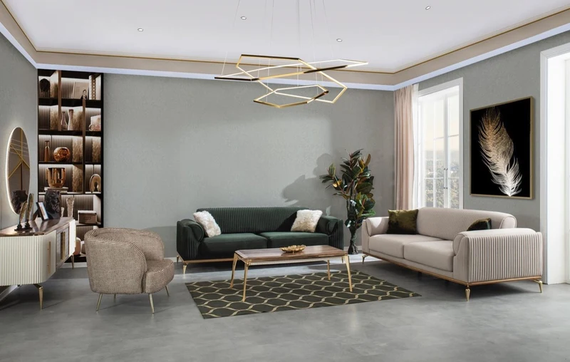 Casa Padrino Luxus Art Deco Sofa Grün / Braun / Gold 230 x 100 x H. 92 cm - Edles Wohnzimmer Sofa mit dekorativen Kissen - Luxus Art Deco Möbel