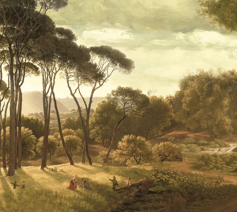 Casa Padrino Luxus Vorhang Set Landschaft Mehrfarbig 250 x H. 290 cm - Bedruckte Leinen & Samt Vorhänge - Ösenvorhänge - Schiebevorhänge - Luxus Qualität