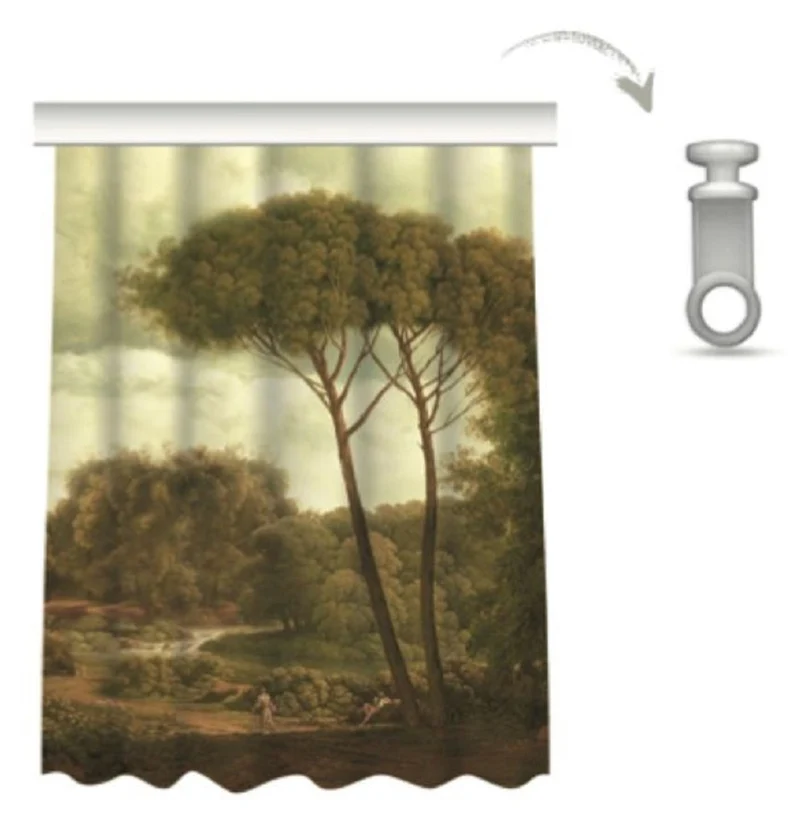 Casa Padrino Luxus Vorhang Set Landschaft Mehrfarbig 250 x H. 290 cm - Bedruckte Leinen & Samt Vorhänge - Ösenvorhänge - Schiebevorhänge - Luxus Qualität
