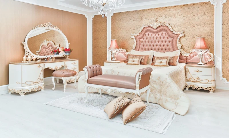 Casa Padrino Luxus Barock Nachtkommoden Set Weiß / Creme / Kupferfarben 70 x 55 x H. 68 cm - Prunkvolle Massivholz Nachttische - Barock Schlafzimmer Möbel