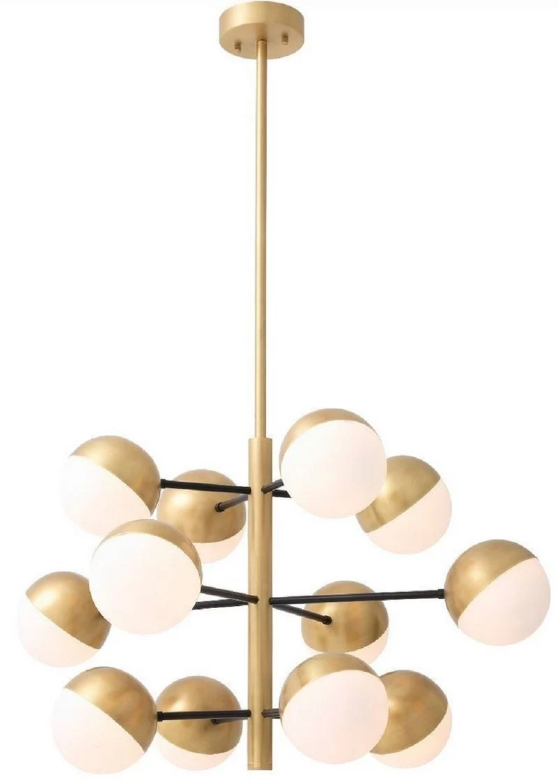 Casa Padrino Luxus Kronleuchter Antik Messingfarben / Weiß Ø 94 x H. 55 cm - Wohnzimmer Kronleuchter - Hotel Kronleuchter - Luxus Qualität