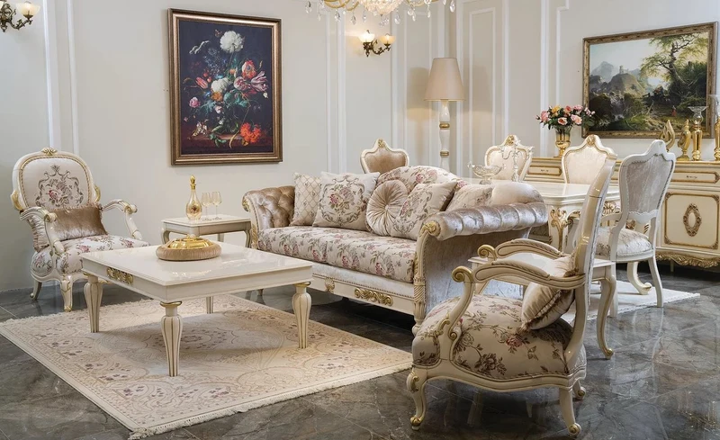 Casa Padrino Luxus Barock Sessel Creme / Weiß / Gold 73 x 60 x H. 111 cm - Prunkvoller Wohnzimmer Sessel mit Blumenmuster und dekorativem Kissen - Barock Wohnzimmer Möbel