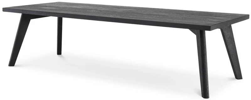 Casa Padrino Luxus Massivholz Esstisch Schwarz 280 x 110,5 x H. 76 cm - Rechteckiger Eichenholz Küchentisch - Massivholz Esszimmer Möbel - Luxus Qualität