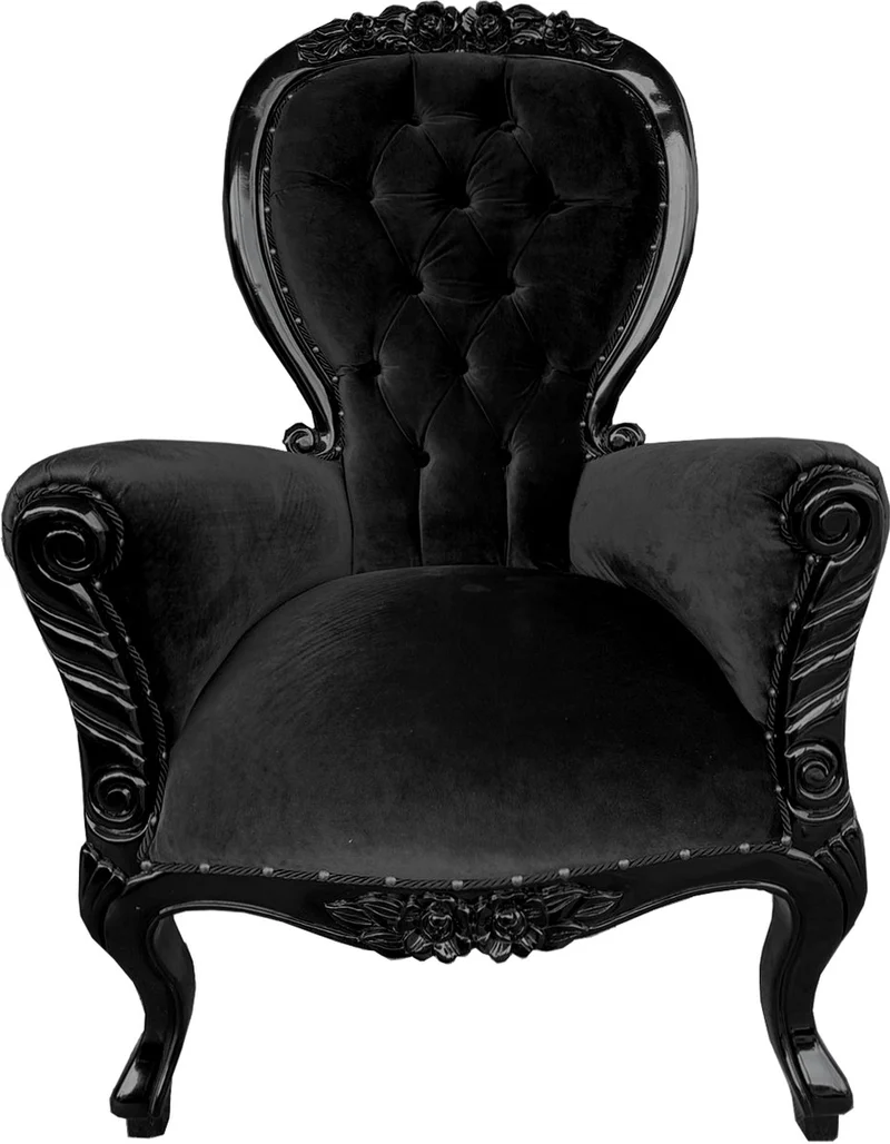 Casa Padrino Luxus Barock Sessel Flowers Schwarz / Schwarz - Luxury Quality