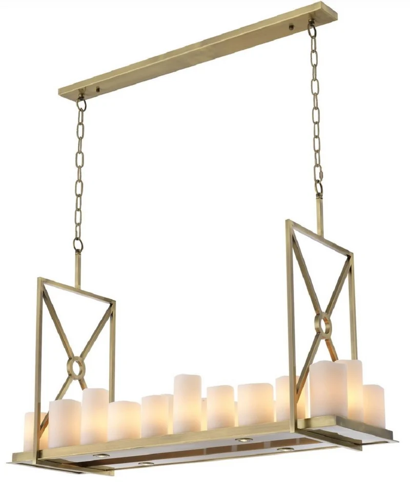 Casa Padrino Luxus LED Kronleuchter Messingfarben / Weiß 120 x 39 x H. 79 cm - Moderner Kronleuchter mit Fernbedienung - Luxus Qualität